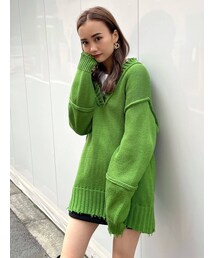 EMODA | ディープVネッククラッシュニット(ニット/セーター)