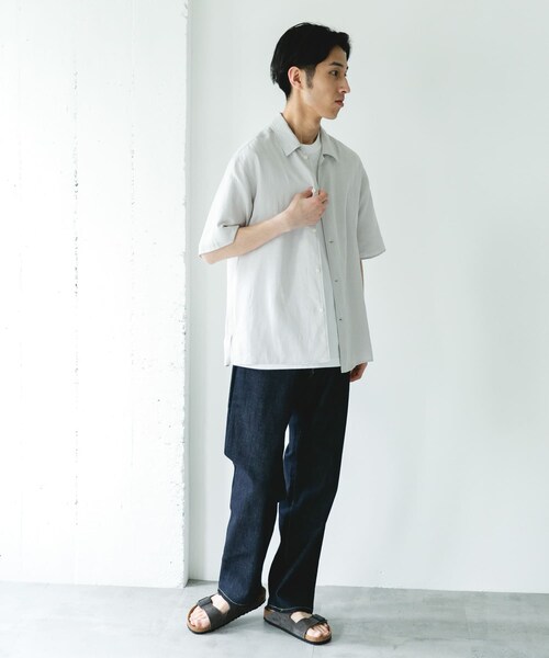 URBAN RESEARCH DOORS(アーバンリサーチドアーズ)の「カバーリングリネン キャンプカラーシャツ(シャツ/ブラウス・メンズ・L.GRAY/DARK NAVY/OLV CHECK・M/L)」の11枚目の写真