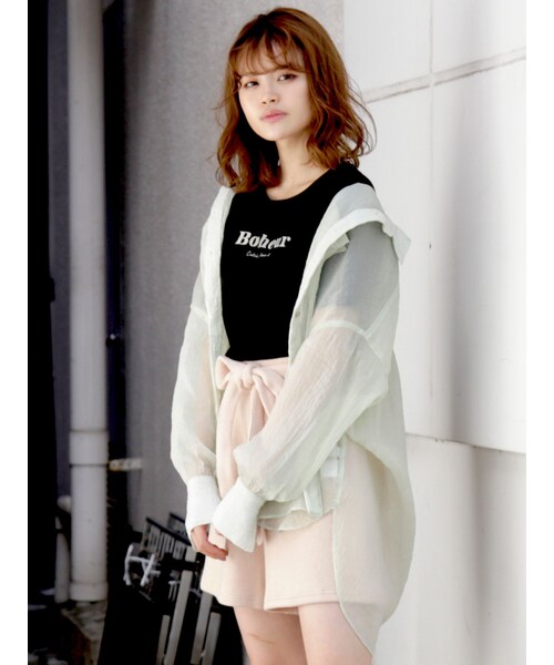 dazzlin（ダズリン）の「シャインカラーリラックスシャツ（シャツ/ブラウス・レディース・ブラウン/アイボリー/ピスタチオ/ピンク/ミントグリーン・F）」の20枚目の写真