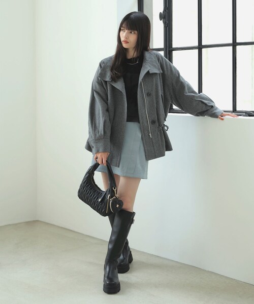 VIS（ビス）の「ドロストペプラムブルゾン（ブルゾン・レディース・グレー/ブラウン系・F）」の13枚目の写真