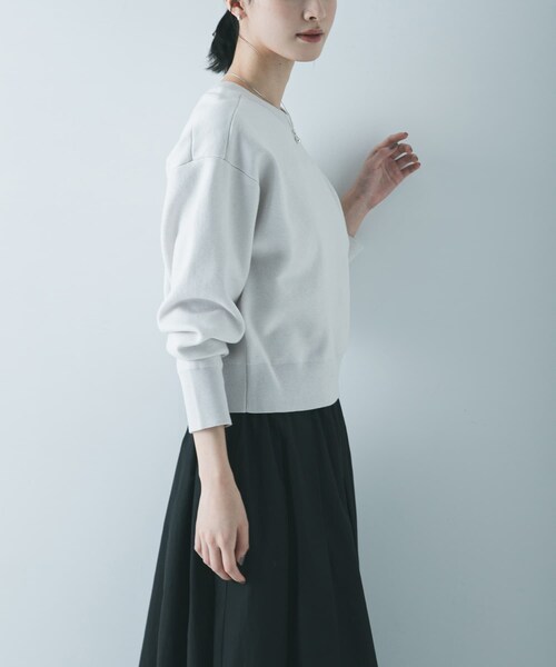 URBAN RESEARCH（アーバンリサーチ）の「ダブルフェイスクルーネックニット（ニット/セーター・レディース・ICE GRAY/PINK/NAVY・Free）」の12枚目の写真