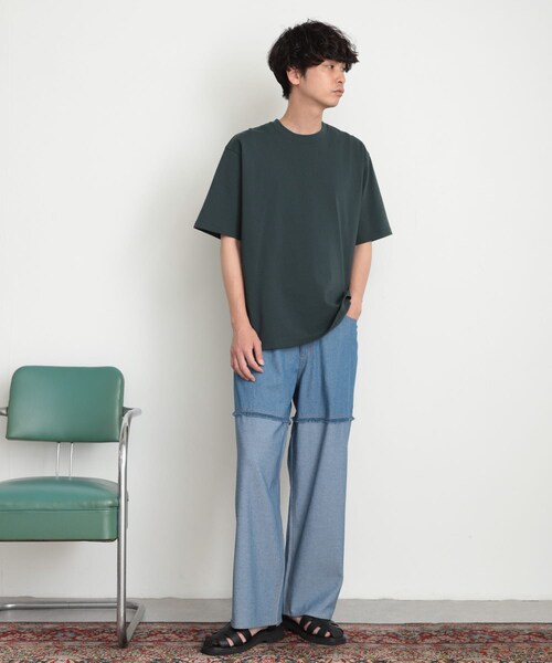 SENSE OF PLACE by URBAN RESEARCH（センスオブプレイスバイアーバンリサーチ）の「デニムフリンジシャンブレーワイドパンツ（デニムパンツ・メンズ・L.INDIGO/BLACK・M/L）」の21枚目の写真