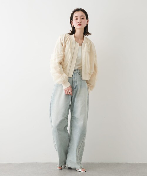 SENSE OF PLACE by URBAN RESEARCH(センスオブプレイスバイアーバンリサーチ)の「チュールレイヤードブルゾン(ブルゾン・レディース・IVORY/BLACK/L.BLUE・one)」の9枚目の写真