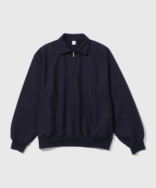 ADAM ET ROPE'(アダムエロペ)の「【blurhmsROOTSTOCK/ブラームスルーツストック】Thin-Sweat Harf-Zip P/O(スウェット・メンズ・ライトグレー/ネイビー・2/3/4)」の6枚目の写真