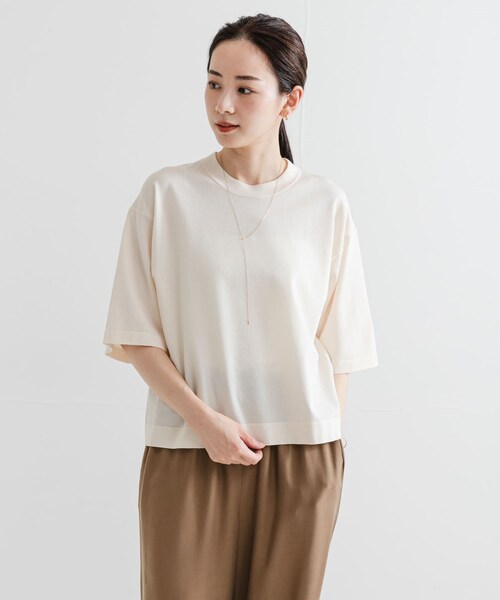 URBAN RESEARCH(アーバンリサーチ)の「ドライタッチハイゲージニットTシャツ(Tシャツ/カットソー・レディース・BLACK/OFF・FREE)」の8枚目の写真