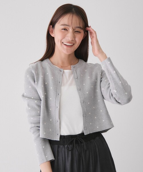 Jayro(ジャイロ)の「ドット柄カーディガン(カーディガン/ボレロ・レディース・ブラック系/グレー/ホワイト系・M)」の5枚目の写真