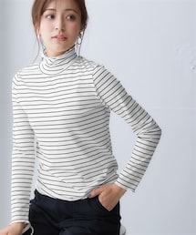 nissen | 細リブハイネックカットソートップス(Tシャツ/カットソー)