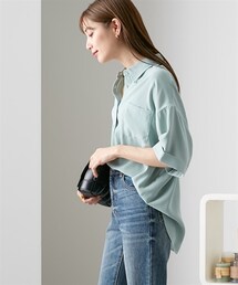 nissen | とろみ素材　胸ポケットオープンカラ―シャツ(シャツ/ブラウス)