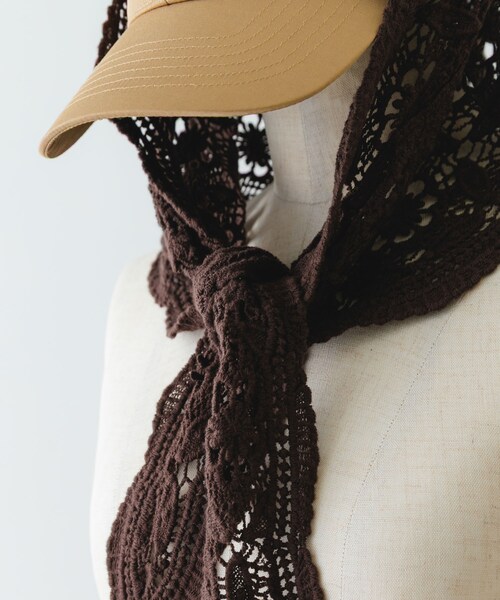RODE SKO（ロデスコ）の「レースニットバブーシュカ（バンダナ/スカーフ・レディース・OFF/DARK BROWN・one）」の16枚目の写真