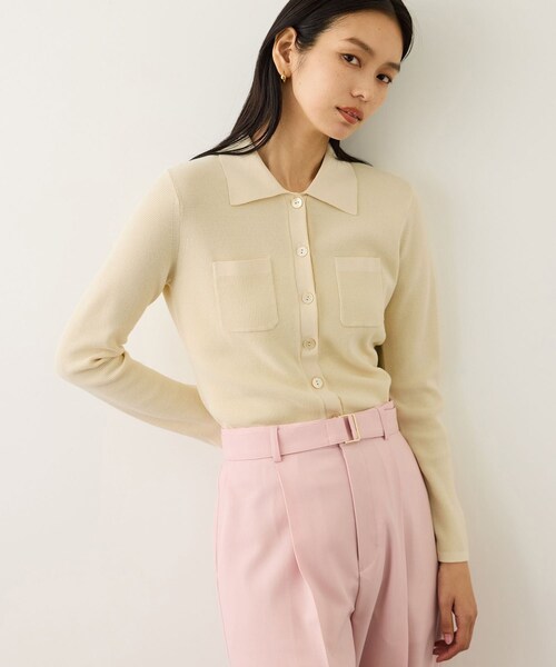 ROPE'(ロペ)の「ポロニットカーディガン/イージーケア(カーディガン/ボレロ・レディース・ブラック/ベージュ/ピンク・F)」の8枚目の写真