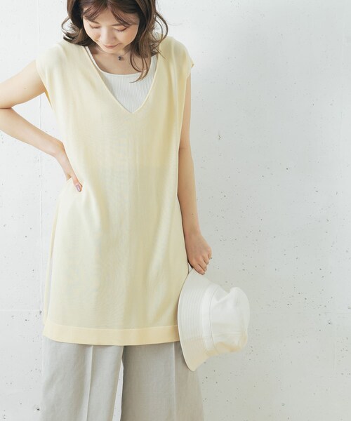 URBAN RESEARCH ROSSO（アーバンリサーチロッソ）の「チュニックニットベスト（ニット/セーター・レディース・IVORY/D/BROWN/IVORY②・FREE）」の20枚目の写真