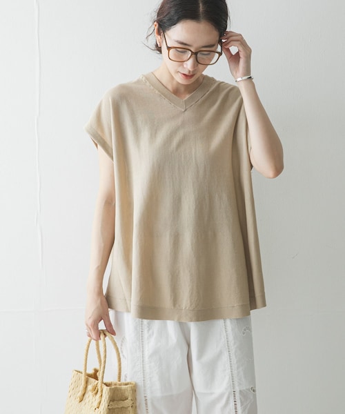 URBAN RESEARCH（アーバンリサーチ）の「『UVカット』2WAYフレンチスリーブニット（ニット/セーター・レディース・OFF/BEIGE/CHARCOAL/NAVY・FREE）」の3枚目の写真