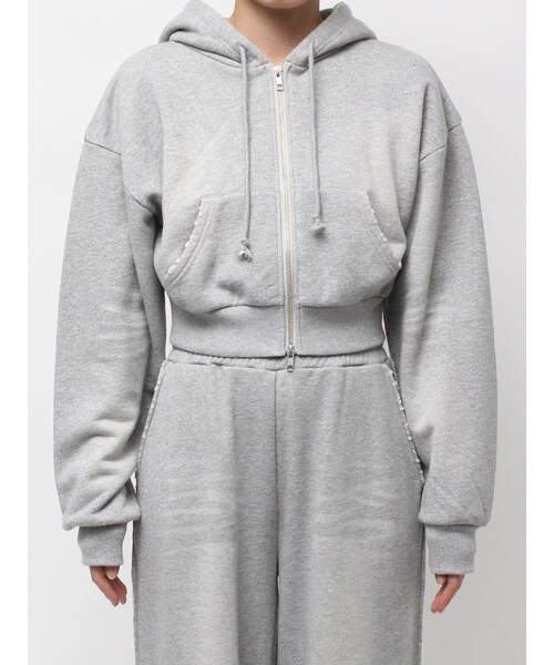 EMODA（エモダ）の「シェービングショートジップフーディ（パーカー・レディース・ライトグレー/グレー/ブラック・F）」の2枚目の写真