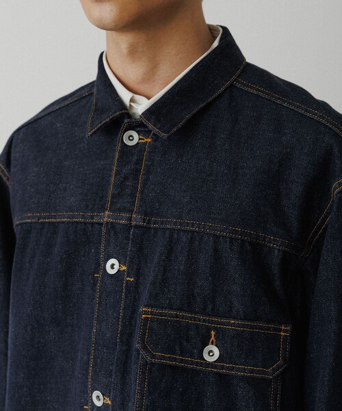 ADAM ET ROPE'(アダムエロペ)の「13oz デニムトラッカーズジャケット / ADAM ET ROPE' JEANS(デニムジャケット・メンズ・ブラック系/ネイビー・L/M/S)」の12枚目の写真