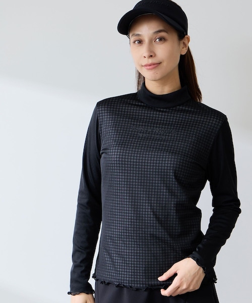 ROPE'(ロペ)の「ミニ千鳥柄 シアーコンビモックプルオーバー/UV・吸水速乾(Tシャツ/カットソー・レディース・ブラック/ブルー/ピンク・L/M/S)」の12枚目の写真