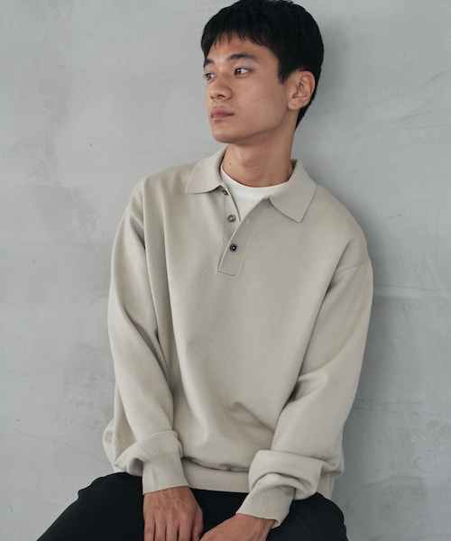 URBAN RESEARCH DOORS（アーバンリサーチドアーズ）の「『XLサイズ/WEB限定/仁村紗和さん着用』『UR TECH 200日ニット』 ポロシャツ（ポロシャツ・メンズ・L/GRY/BROWN/BLACK/BLUE GREEN・M/L/XL）」の2枚目の写真
