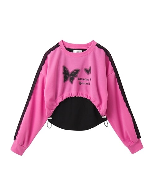 nissen（ニッセン）の「袖レースドッキングプルオーバー（女の子）（Tシャツ/カットソー・キッズ・黒/ピンク・140/150/160）」の6枚目の写真