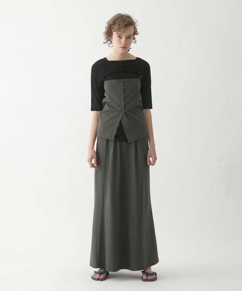 LAATO（ラート）の「flare long  skirt  set（スカート・レディース・シャドウ/チョコレート/ナッツ・Free）」の5枚目の写真