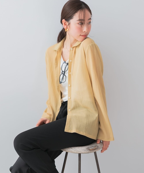 URBAN RESEARCH ROSSO（アーバンリサーチロッソ）の「F by ROSSO　楊柳シアーシャツ（シャツ/ブラウス・レディース・YELLOW/P/BEIGE/GRAY・FREE）」の4枚目の写真
