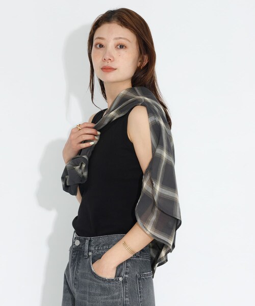 URBAN RESEARCH Sonny Label（アーバンリサーチサニーレーベル）の「フライス/ジャガードタンクトップ（タンクトップ・レディース・JQグレー/オフ/ブラック/JQブラック/レモンベージュ・FREE）」の15枚目の写真