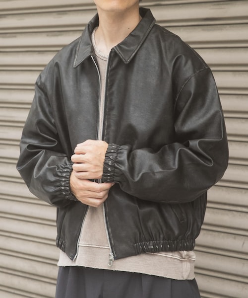 ITEMS URBANRESEARCH（アイテムズ アーバンリサーチ）の「F.L. ジップアップ ジャケット（ライダースジャケット・メンズ・BLK/FADED BLK/BRN/FADED BRN・M/L）」の2枚目の写真