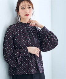 nissen | スタンドネックプリントブラウス【OtonaSMILE】(シャツ/ブラウス)