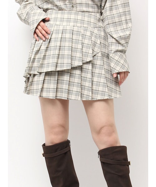 【セットアップ対応】ベルトダブルプリーツスカート