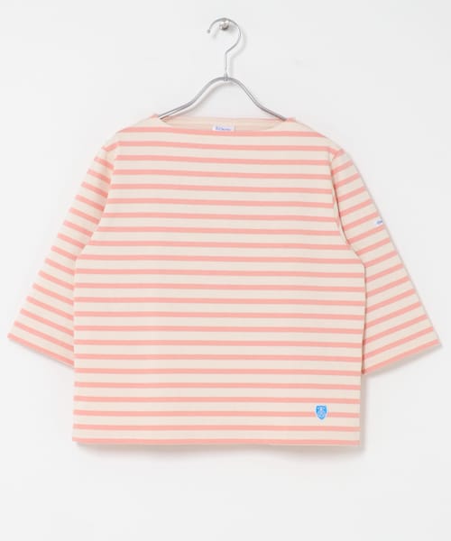 URBAN RESEARCH DOORS（アーバンリサーチドアーズ）の「ORCIVAL　SHORT LENGTH BOAT NECK PULLOVER（Tシャツ/カットソー・レディース・EC×MARINE/BROW×WHI/BROW×ELA/EC×BON・2）」の4枚目の写真