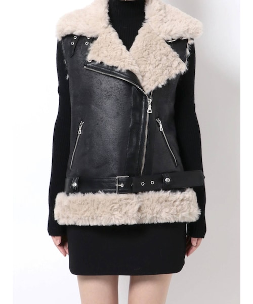 EMODA（エモダ）の「フェイクムートンロングベスト（ベスト・レディース・グレー/ブラック/ブラウン/ライトミックス・F）」の22枚目の写真