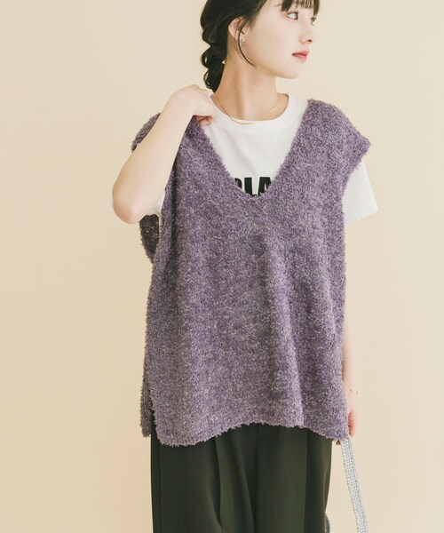 ITEMS URBANRESEARCH(アイテムズ アーバンリサーチ)の「リボンヤーンベスト(ニット/セーター・レディース・OFF/BLK/CHA・Free)」の3枚目の写真