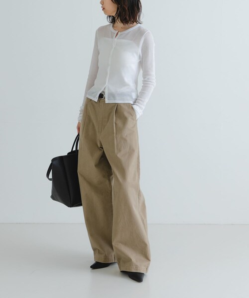 URBAN RESEARCH（アーバンリサーチ）の「『MADE IN JAPAN』シアーテレコショートカーディガン（カーディガン/ボレロ・レディース・NAVY/WHITE/BUTTER・FREE）」の11枚目の写真