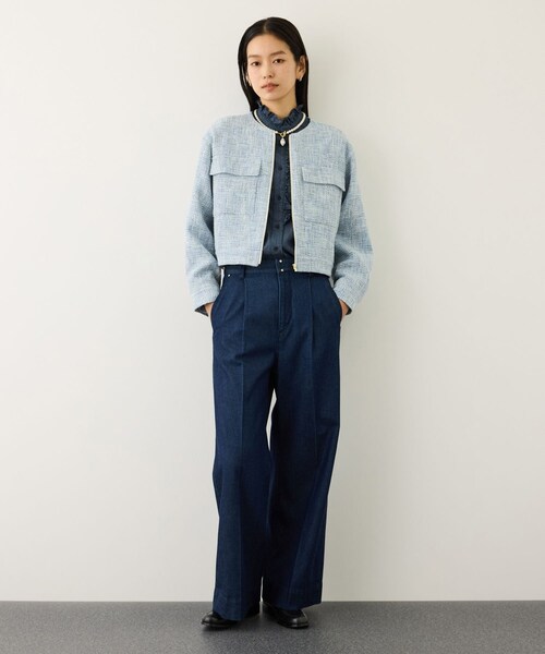 ROPE'（ロペ）の「ツイードノーカラージャケット（ノーカラージャケット・レディース・キナリ系/サックス・F）」の11枚目の写真