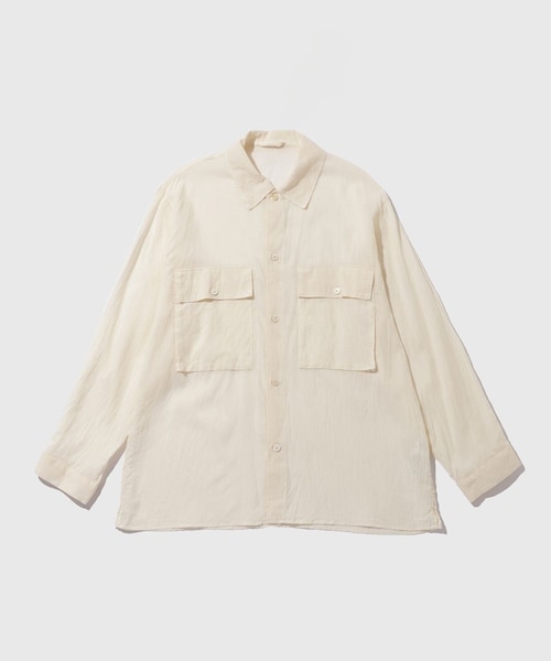 ADAM ET ROPE'(アダムエロペ)の「【blurhms/ブラームス】Silk-Co Voile Military Shirt(シャツ/ブラウス・メンズ・チャコール/ホワイト系・2/3/4)」の1枚目の写真