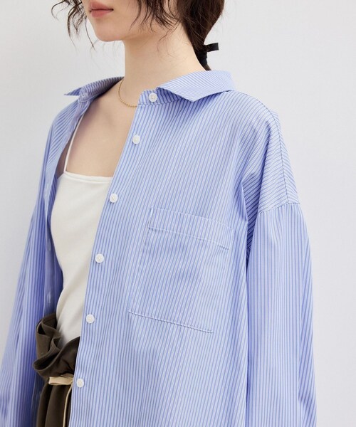 ADAM ET ROPE'(アダムエロペ)の「【WEB限定】ブロードカラーシャツ(シャツ/ブラウス・レディース・ブラック/ブルー系/サックス/ピンク・F)」の6枚目の写真