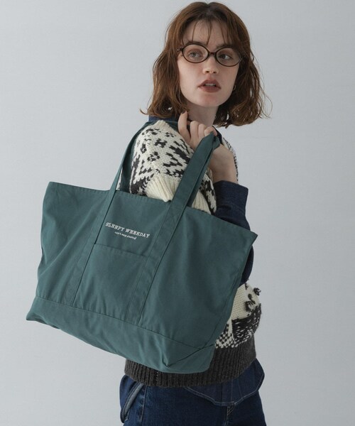 URBAN RESEARCH Sonny Label（アーバンリサーチサニーレーベル）の「SLEEPY WEEKDAY TOTEBAG（トートバッグ・レディース・BRN×NVY/GREEN/NAVY・One）」の12枚目の写真