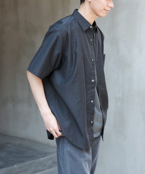 URBAN RESEARCH DOORS(アーバンリサーチドアーズ)の「FORK&SPOON Nylon Wool シャツ(シャツ/ブラウス・メンズ・BLACK/TAUPE・4/5)」の5枚目の写真