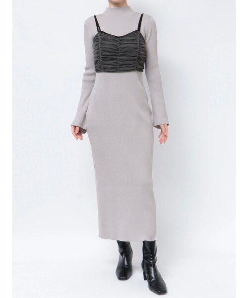 LAGUNAMOON（ラグナムーン）の「チュールビスチェセットニットワンピース（ワンピース・レディース・ブラック/アイボリー/アイスブルー・S/M）」の9枚目の写真