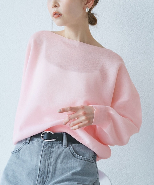 ROPE' PICNIC（ロペピクニック）の「スポンジシアーニットプルオーバー（ニット/セーター・レディース・チャコール/キナリ/グリーン系/ピンク・38）」の4枚目の写真