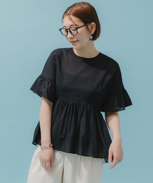 URBAN RESEARCH ROSSO（アーバンリサーチロッソ）の「F by ROSSO　コットンボイル切替ギャザーブラウス（シャツ/ブラウス・レディース・LAVENDER/MINT/L/BROWN/BLACK・FREE）」の6枚目の写真