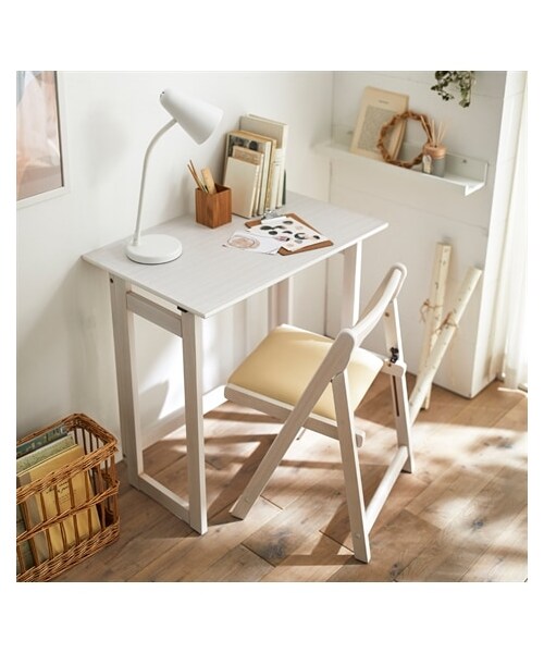nissen（ニッセン）の「折りたたみテーブル＆チェアセット（家具・メンズ・ホワイトウォッシュ/ナチュラル/ブラウン・Y=2点セット）」の3枚目の写真