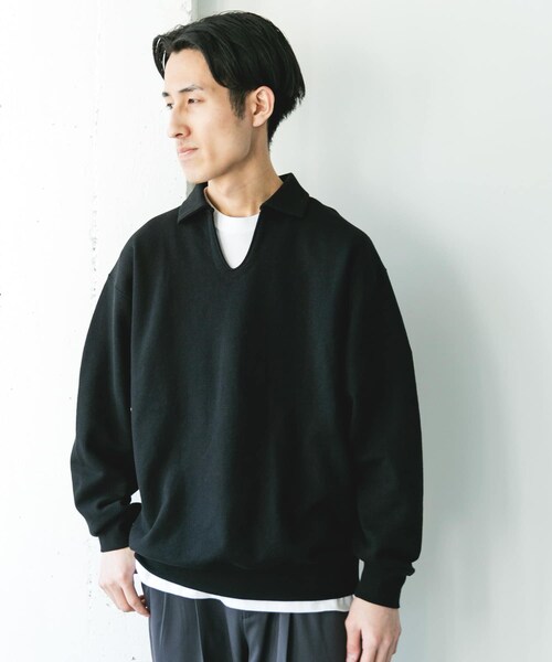 URBAN RESEARCH DOORS(アーバンリサーチドアーズ)の「TOMPKINS裏毛 スキッパースウェット(スウェット・メンズ・GREIGE/BLACK/NAVY・M/L)」の12枚目の写真