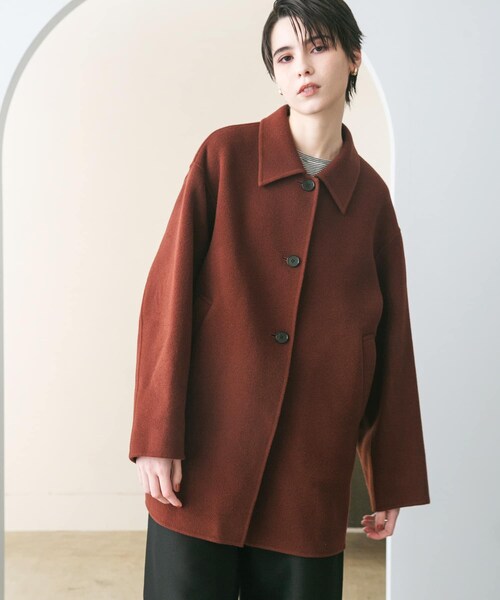 URBAN RESEARCH（アーバンリサーチ）の「スーパー140ステンカラーリバーミドルコート（ステンカラーコート・レディース・BRICK/NAVY/BLACK・FREE）」の18枚目の写真