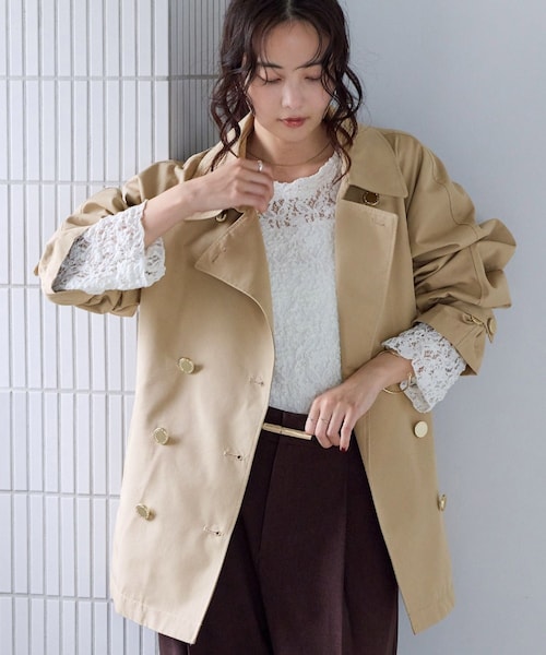 VIS（ビス）の「トレンチディテールミドルジャケット（トレンチコート・レディース・キャメル系/ベージュ・F）」の20枚目の写真