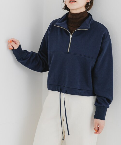 URBAN RESEARCH ROSSO（アーバンリサーチロッソ）の「F by ROSSO　ハーフジップスウェット（スウェット・レディース・GRAY/NAVY・FREE）」の15枚目の写真