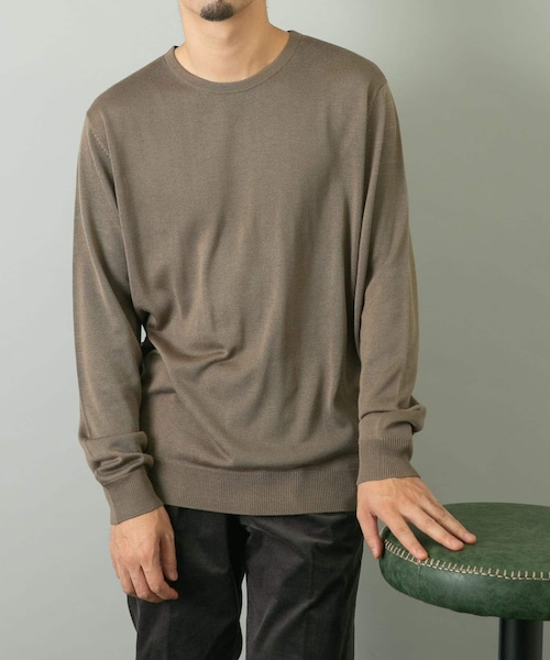 URBAN RESEARCH ROSSO（アーバンリサーチロッソ）の「『一部WEB限定カラー』『XLサイズあり』『UR TECH』ハイゲージクルーネックニット（ニット/セーター・メンズ・GRAY/BEIGE/NAVY/BLACK/L.BROWN・M/L/XL）」の4枚目の写真