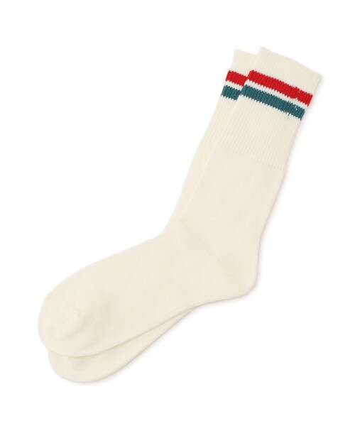 ADAM ET ROPE'(アダムエロペ)の「【KYOU/キョウ】FEET02 JQD Line Pack-Socks(ソックス/靴下・メンズ・ホワイト・F)」の1枚目の写真
