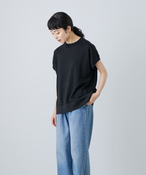 かぐれ（カグレ）の「リネンフレンチスリーブニット（ニット/セーター・レディース・OFF/NATURAL/BLACK・FREE）」の22枚目の写真