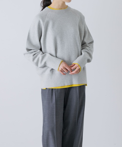 かぐれ（カグレ）の「コットンスウェットニット（ニット/セーター・レディース・LIGHT GRAY/DARK NAVY・Free）」の2枚目の写真