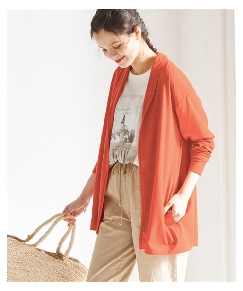 nissen（ニッセン）の「大きいサイズ着る虫よけ指穴付きロング丈カーディガン（ＵＶカット・抗菌防臭）（カーディガン/ボレロ・レディース・ブラッドオレンジ/杢グレー/黒・L/LL/3L/4L/5L/6L/8L/10L）」の18枚目の写真