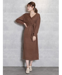 dazzlin | カシュクールラップニットワンピース(ワンピース)